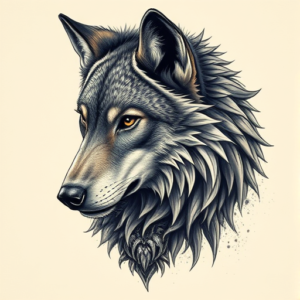 Fantasy Realism Wolf Tattoo