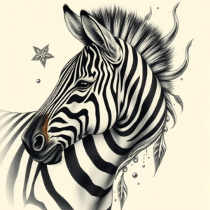 Fantasy Realism Zebra Tattoo