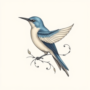 Feminine Bluebird Tattoo