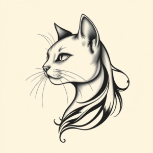 Feminine Cat Tattoo