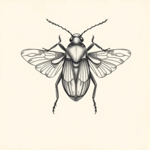 Feminine Cicada Tattoo