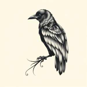 Feminine Crow Tattoo