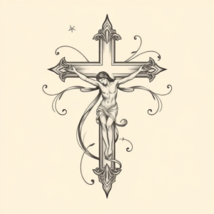 Feminine Crucifix Tattoo