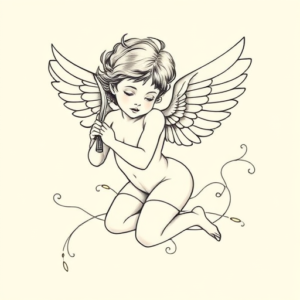 Feminine Cupid Tattoo