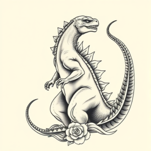 Feminine Godzilla Tattoo