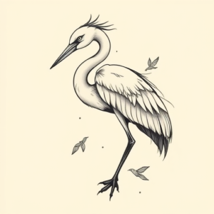 Feminine Heron Tattoo