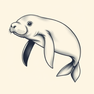 Feminine Manatee Tattoo