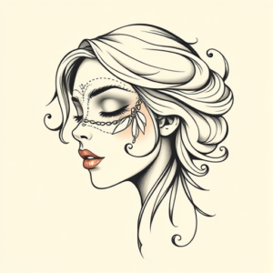 Feminine Mask Tattoo