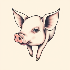 Feminine Pig Tattoo