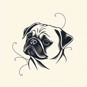 Feminine Pug Tattoo