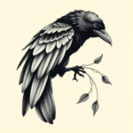 Feminine Raven Tattoo