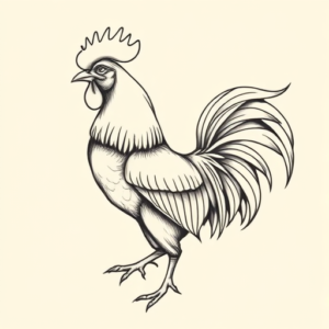 Feminine Rooster Tattoo