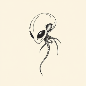 Fine Line Alien Tattoo