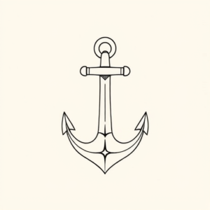 Fine Line Anchor Tattoo