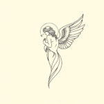 Fine Line Angel Tattoo