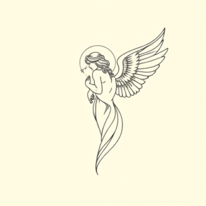 Fine Line Angel Tattoo