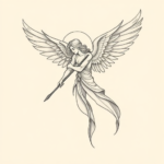 Fine Line Archangel Tattoo