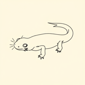 Fine Line Axolotl Tattoo