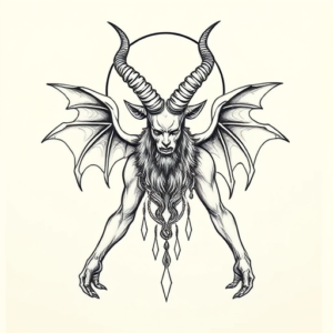 Fine Line Baphomet Tattoo