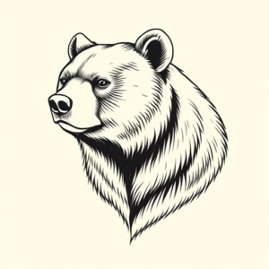 Fine Line Bear Tattoo