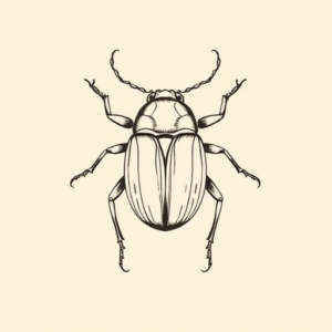 Fine Line Beetle Tattoo