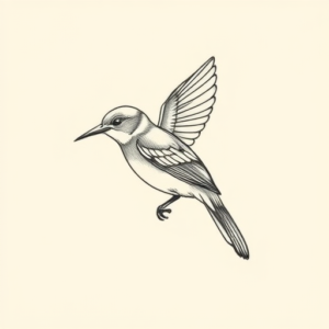 Fine Line Bluebird Tattoo