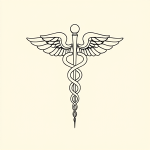 Fine Line Caduceus Tattoo
