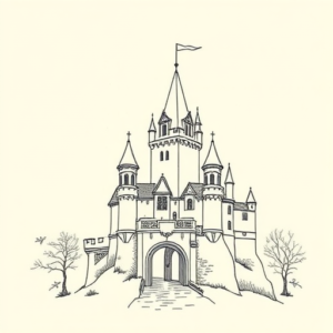 Fine Line Castle Tattoo