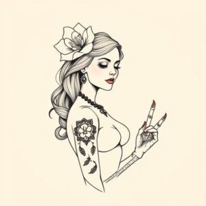 Fine Line Catrina Tattoo