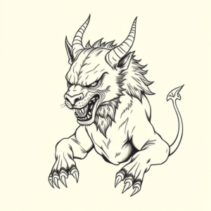 Fine Line Cerberus Tattoo