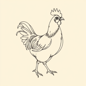 Fine Line Chicken Tattoo