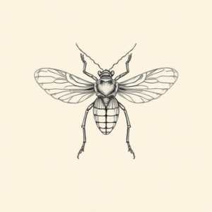 Fine Line Cicada Tattoo