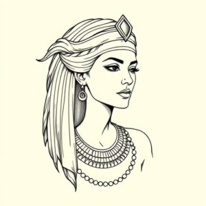 Fine Line Cleopatra Tattoo