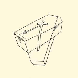 Fine Line Coffin Tattoo