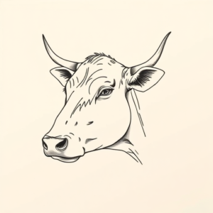 Fine Line Cow Tattoo