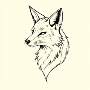 Fine Line Coyote Tattoo