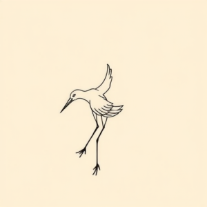 Fine Line Crane Tattoo