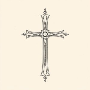 Fine Line Cross Tattoo