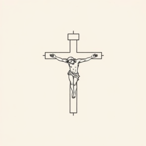 Fine Line Crucifix Tattoo