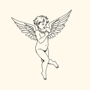 Fine Line Cupid Tattoo
