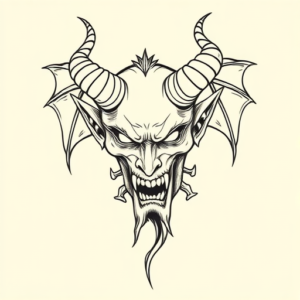 Fine Line Demon Tattoo