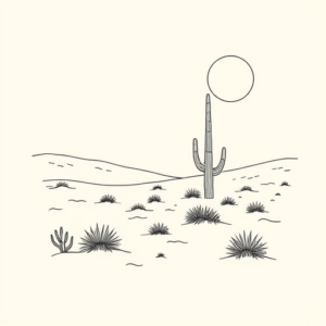 Fine Line Desert Tattoo