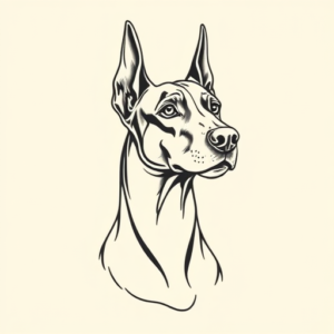 Fine Line Doberman Tattoo