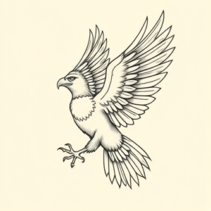 Fine Line Eagle Tattoo