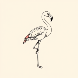 Fine Line Flamingo Tattoo