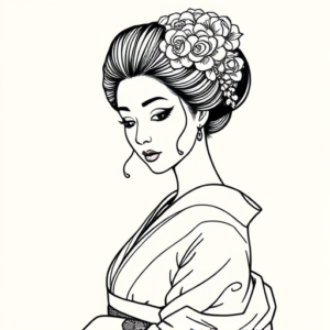 Fine Line Geisha Tattoo