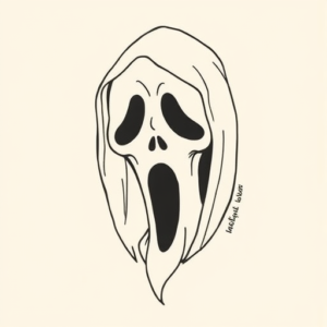 Fine Line Ghostface Tattoo