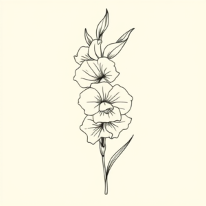 Fine Line Gladiolus Tattoo