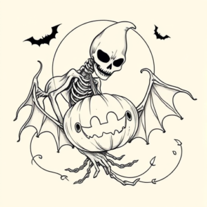 Fine Line Halloween Tattoo