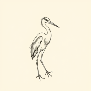 Fine Line Heron Tattoo